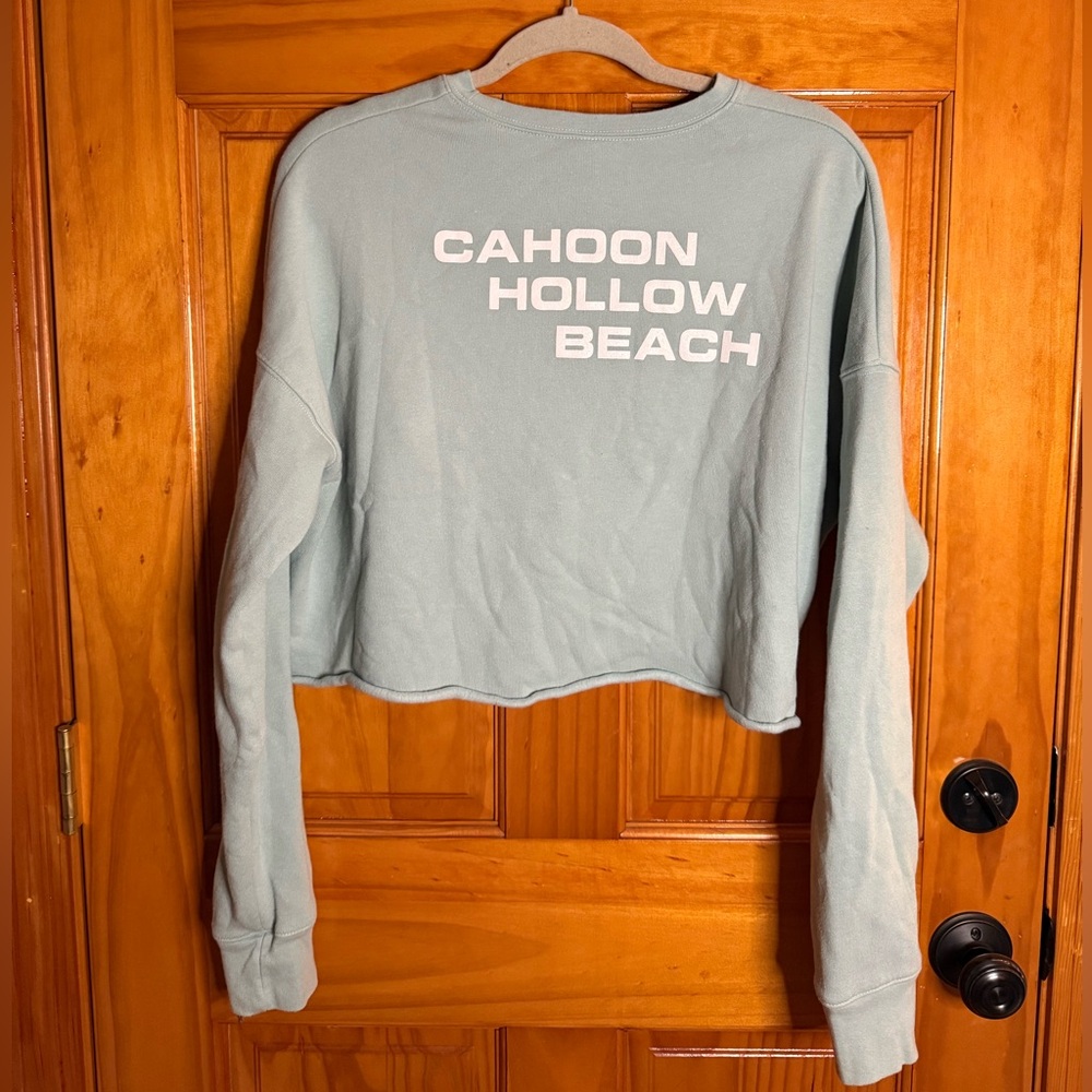 Beachcomber Large Sea Foam Green Cropped Crewneck Sweatshirt - Picture 2 of 11